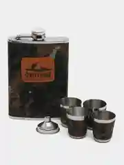 Зелёный хаки подарочный мужской набор "Фляжка со стопками", подарок мужчине фляга