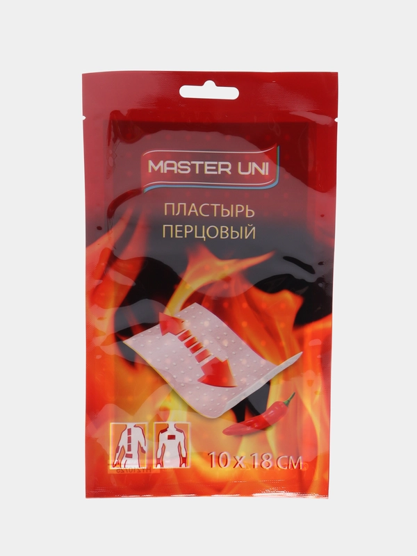 Перцовый пластырь медицинский MASTER UNI, 10 х 18 см, 3 штуки