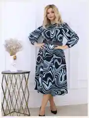 Голубой платье женское из шелка, большие размеры