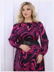 Фуксия платье женское из шелка, большие размеры