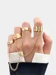 Золотой кольца с цепью one size