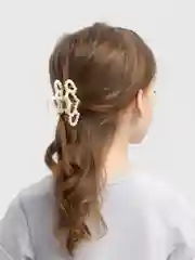 Белый заколка-краб с жемчугом
