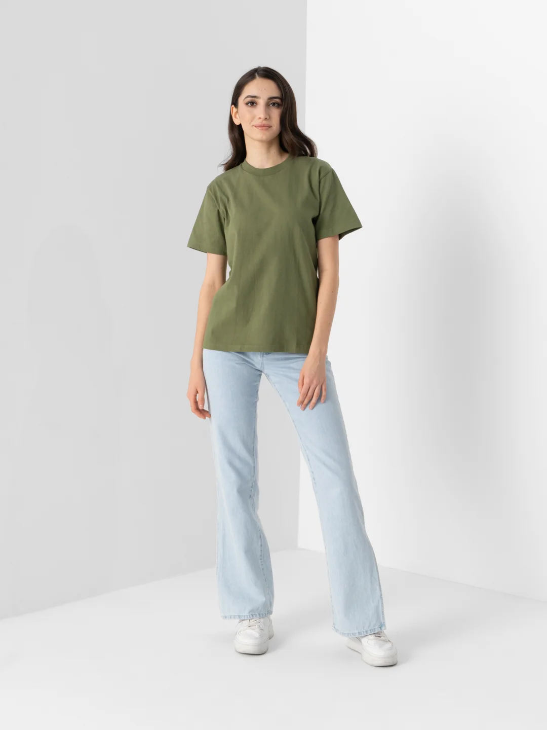 Хаки футболка женская, мужская базовая, больших размеров, oversize, хлопковая