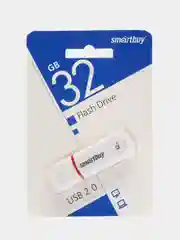 Белый флеш-накопитель USB SmartBuy память 4, 8, 16, 32, 64 Гб