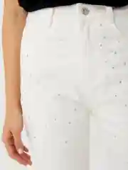 Джинсы женские Sela белые, прямые, со стразами