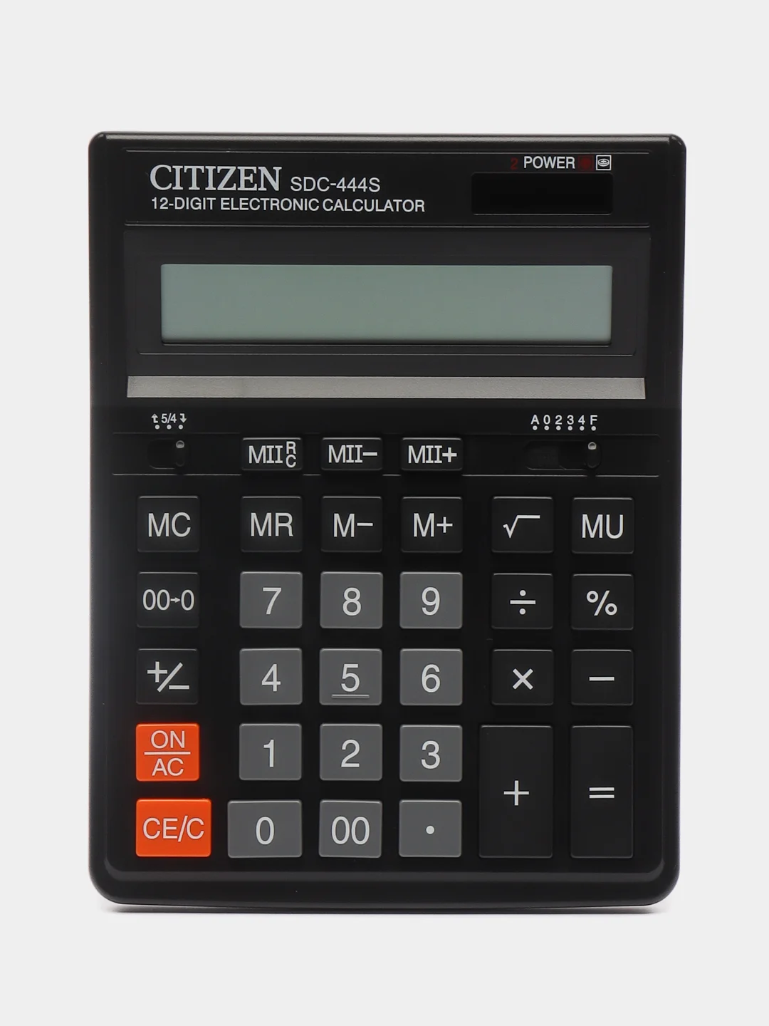 Калькулятор настольный CITIZEN SDC-444S (199x153 мм) 12 разрядов, двойное питание, черный