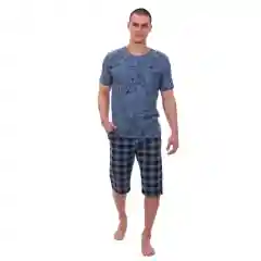 Синий пижама мужская с шортами