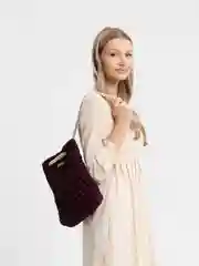 Бордовый рюкзак женский вязаный
