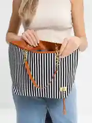 Черный сумка женская полосатая, сумка тоут