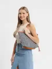 Черный сумка женская полосатая, сумка тоут