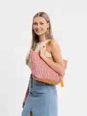 Красный сумка женская полосатая, сумка тоут