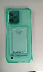 Бирюзовый чехол REALME C31 с карманом для карточки, и защитой камеры