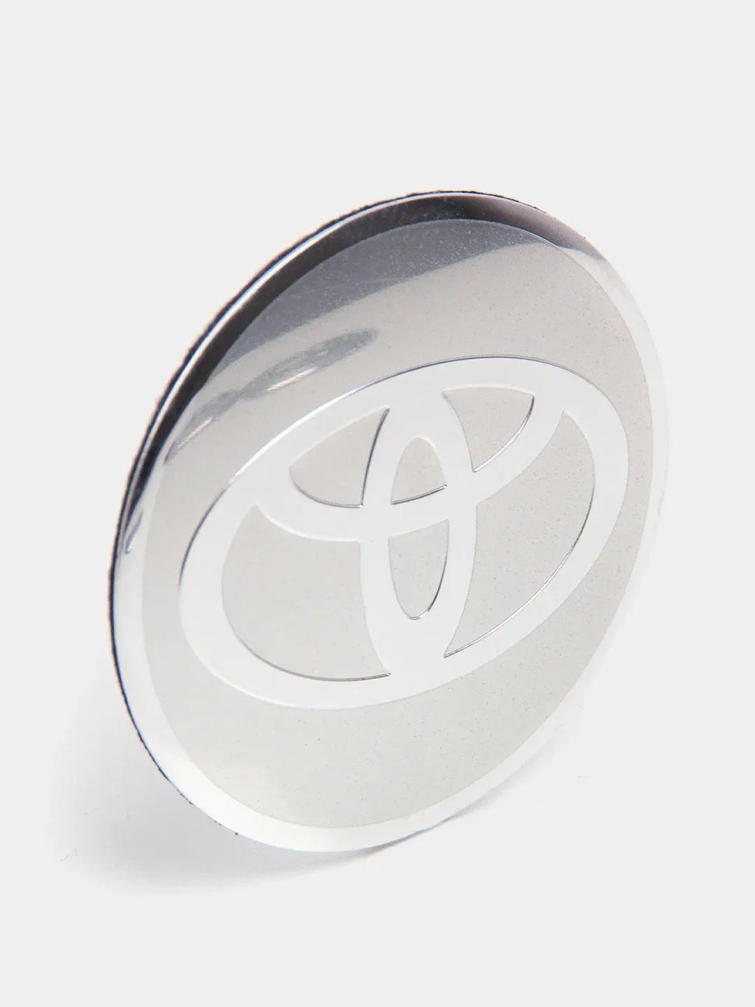 Серебряный наклейки на диски, колпаки Toyota Тойота сферическая, изогнутая, 56 мм, 4 штуки