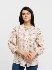 Светло-жёлтый блузка женская, с принтом