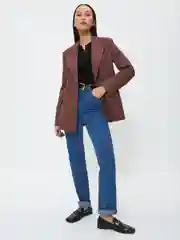 Индиго джинсы straight женские Zarina с высокой посадкой и длинными штанинами с подворотами