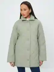 Молочный куртка демисезонная, женская Zarina, удлиненная, стеганая