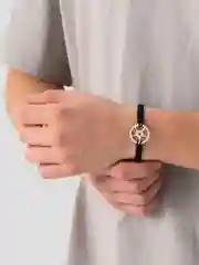 Серебряный браслет мужской с шестеренкой, плетеный, ручная работа
