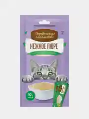 Лакомство для кошек Деревенские Лакомства "Пюре нежное", из курицы, 4 стика по 10 г