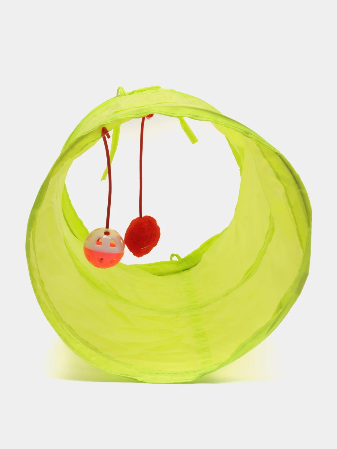Зеленый игровой тоннель с игрушкой для кошки, 50 х 25 см