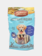 Лакомство для собак Деревенские Лакомства "Косточки из индейки", с рисом, 85 г