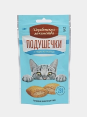 Лакомство для кошек Деревенские лакомства "Подушечки" с пюре из лосося, 30г