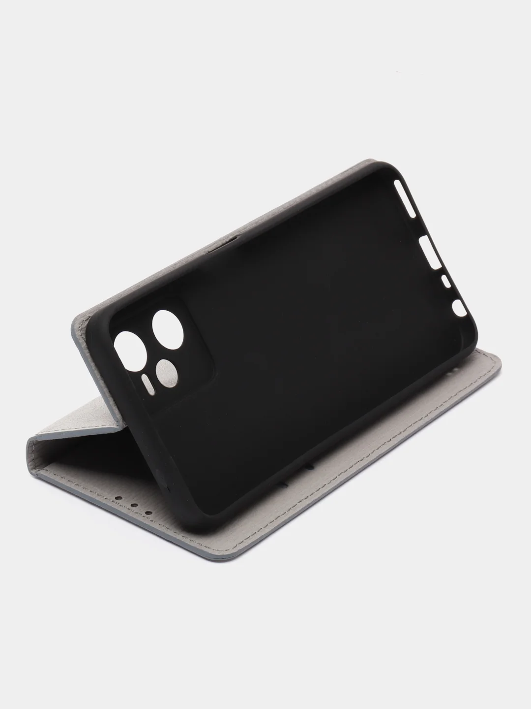Серый чехол-книжка Rich Boss для Realme C35, экокожа, с визитницей