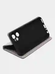 Серый чехол-книжка Rich Boss для Realme C35, экокожа, с визитницей