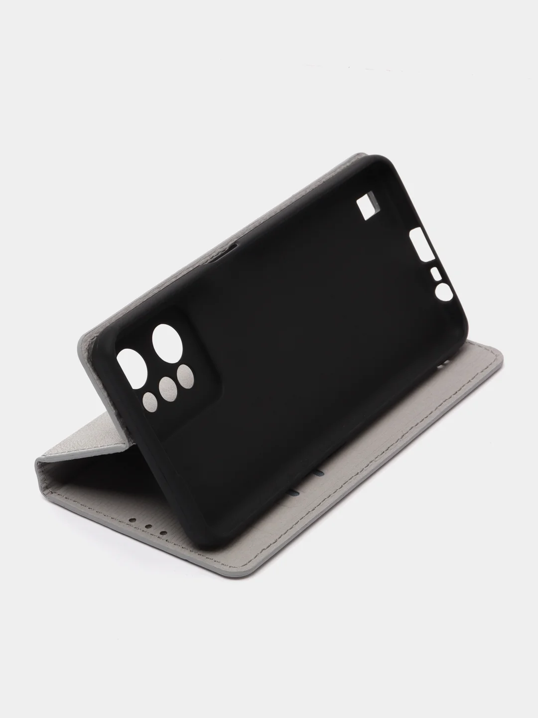 Серый чехол-книжка Rich Boss для Realme C31, экокожа, нубук, с визитницей