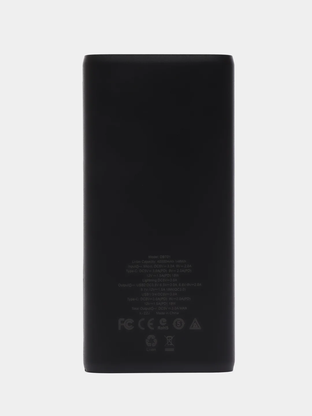 Черный портативный внешний аккумулятор Power Bank Borofone BT01 40000 мАч, 4 USB