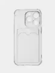 Прозрачный чехол для iPhone 14 Pro, с карманом для карт, противоударный, с защитой углов