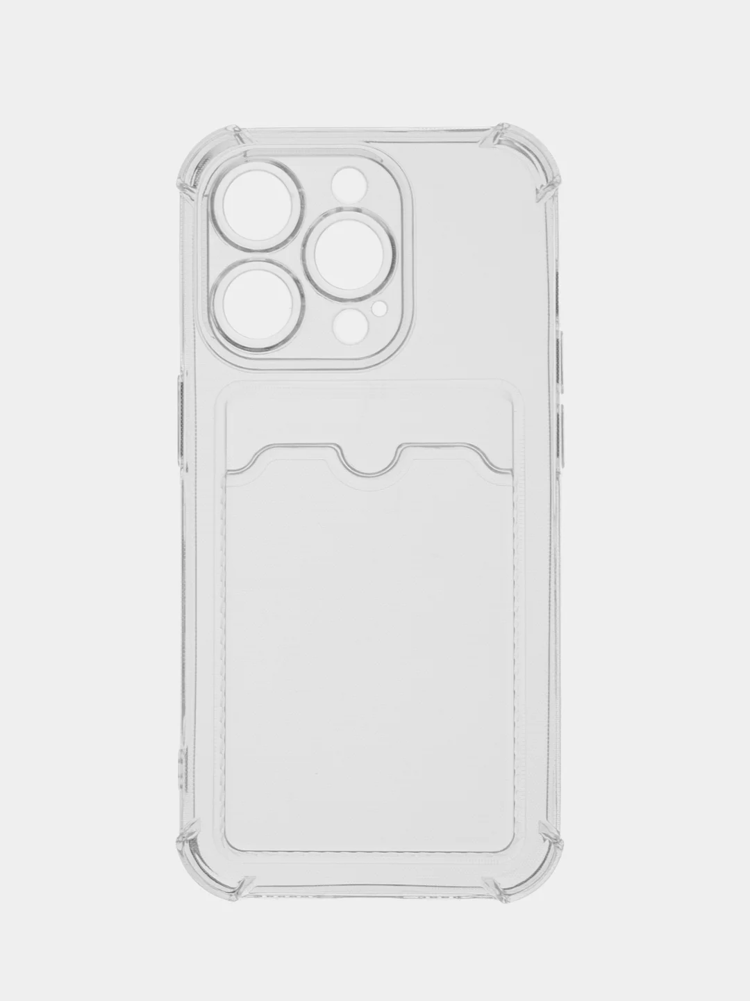 Прозрачный чехол для iPhone 14 Pro, с карманом для карт, противоударный, с защитой углов