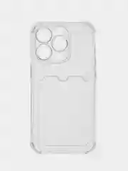 Прозрачный чехол для iPhone 14 Pro, с карманом для карт, противоударный, с защитой углов