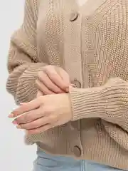 Песочный хаки женский кардиган, 40-48