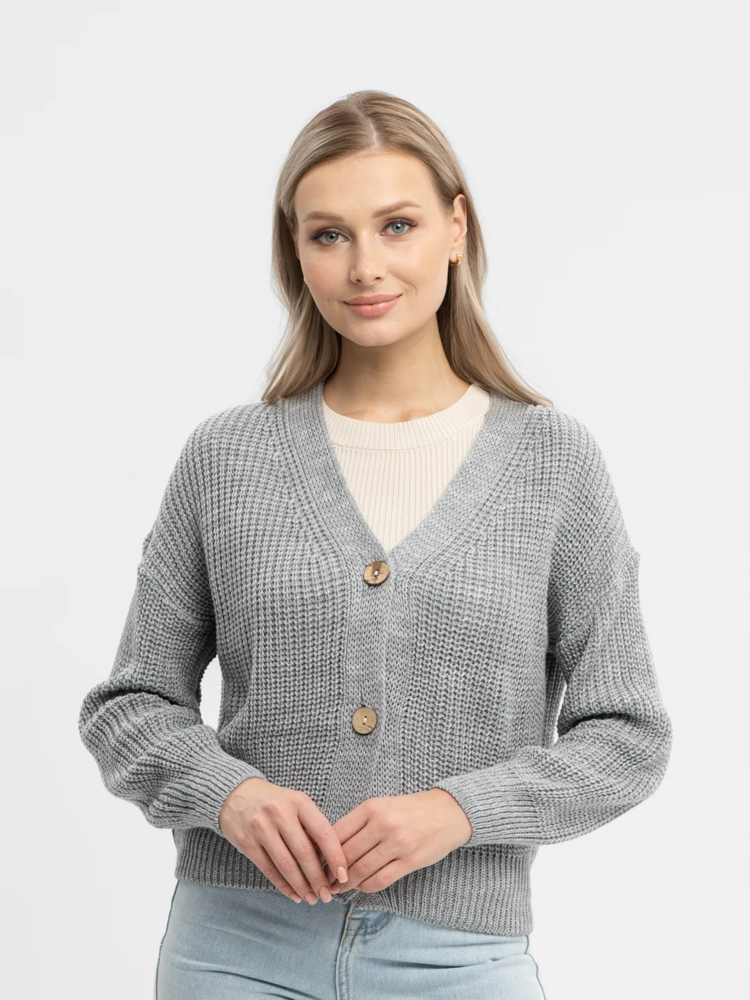 Серый женский кардиган, 40-48