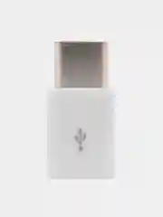 Белый переходник с USB Type C (вход) на micro USB otg (выход) для зарядки и передачи данных