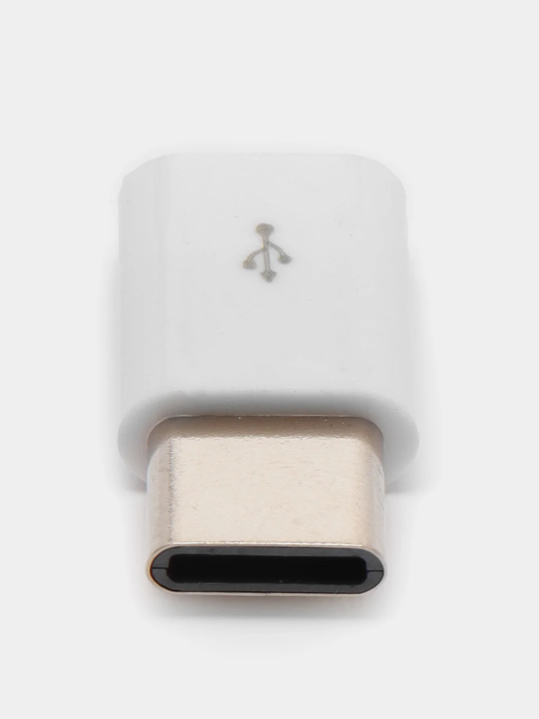 Белый переходник с USB Type C (вход) на micro USB otg (выход) для зарядки и передачи данных