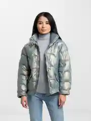 Мятный пуховик женский, оверсайз