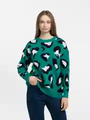 Зеленый женский свитер, оверсайз