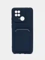 Темно-синий чехол для Xiaomi Redmi 10C / Poco C40, Сяоми Редми 10С силиконовый, с карманом для карты