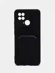 Черный чехол для Xiaomi Redmi 10C / Poco C40, Сяоми Редми 10С силиконовый, с карманом для карты