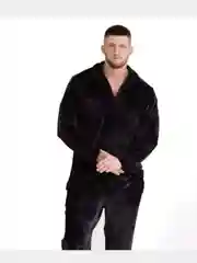 Синий пижама мужская, велюр: брюки рубашка