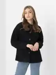 Черный дубленка с искусственной шерстью