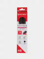 Карандаш чернографитный HB трехгранный Brauberg Black & White, 12 штук, 880426
