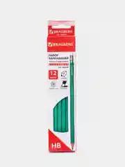 Карандаши чернографитные Brauberg с резинкой, набор 12 штук