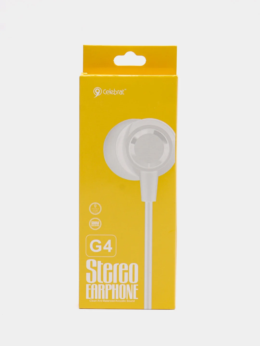 Наушники проводные Celebrat G4 STEREO SOUND EARPHONES white (вакуумные с микрофоном )