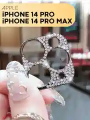 Черный защита-накладка на камеру для Apple iPhone 14 Pro и 14 Pro Max КАРТОФАН со стразами