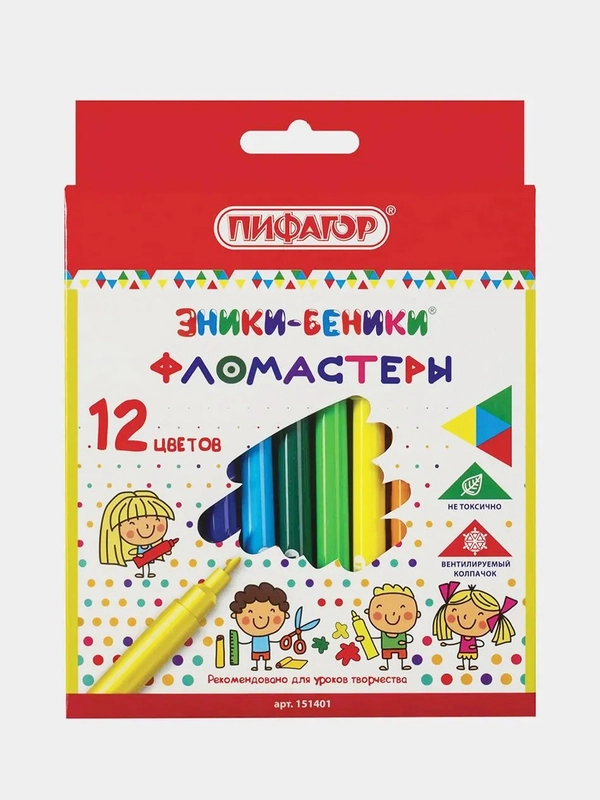 Фломастеры ПИФАГОР "ЭНИКИ-БЕНИКИ", 12 цветов