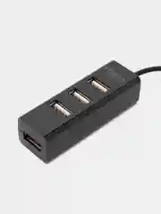 Черный разветвитель USB-хаб, 4 x USB 2.0, USB штекер, пластик