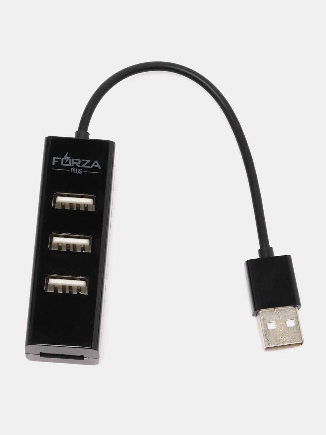 Черный разветвитель USB-хаб, 4 x USB 2.0, USB штекер, пластик