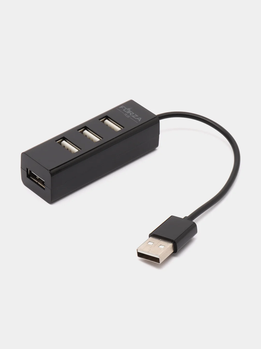 Черный разветвитель USB-хаб, 4 x USB 2.0, USB штекер, пластик